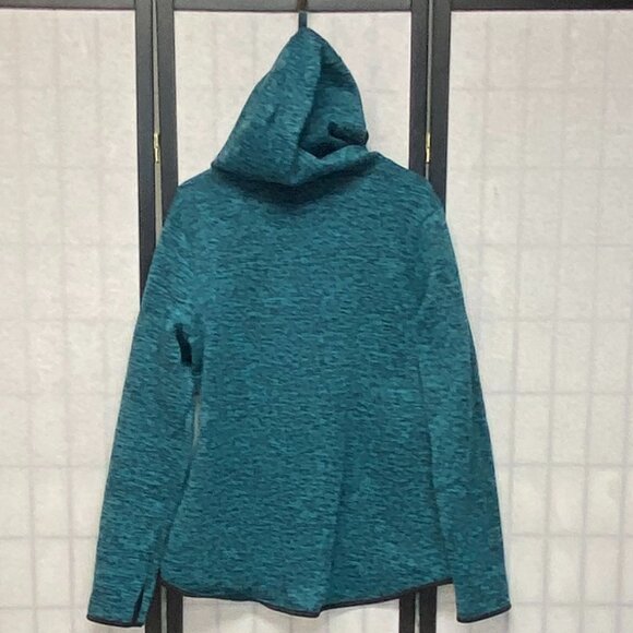 Danskin XL Black Turquoise Marled Long Sleeve Kangaroo Pocket Hoodie Pullover XL - Picture 2 of 11